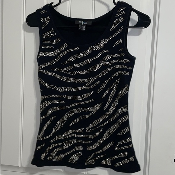 sequin zebra striped tank top - Picture 1 of 2